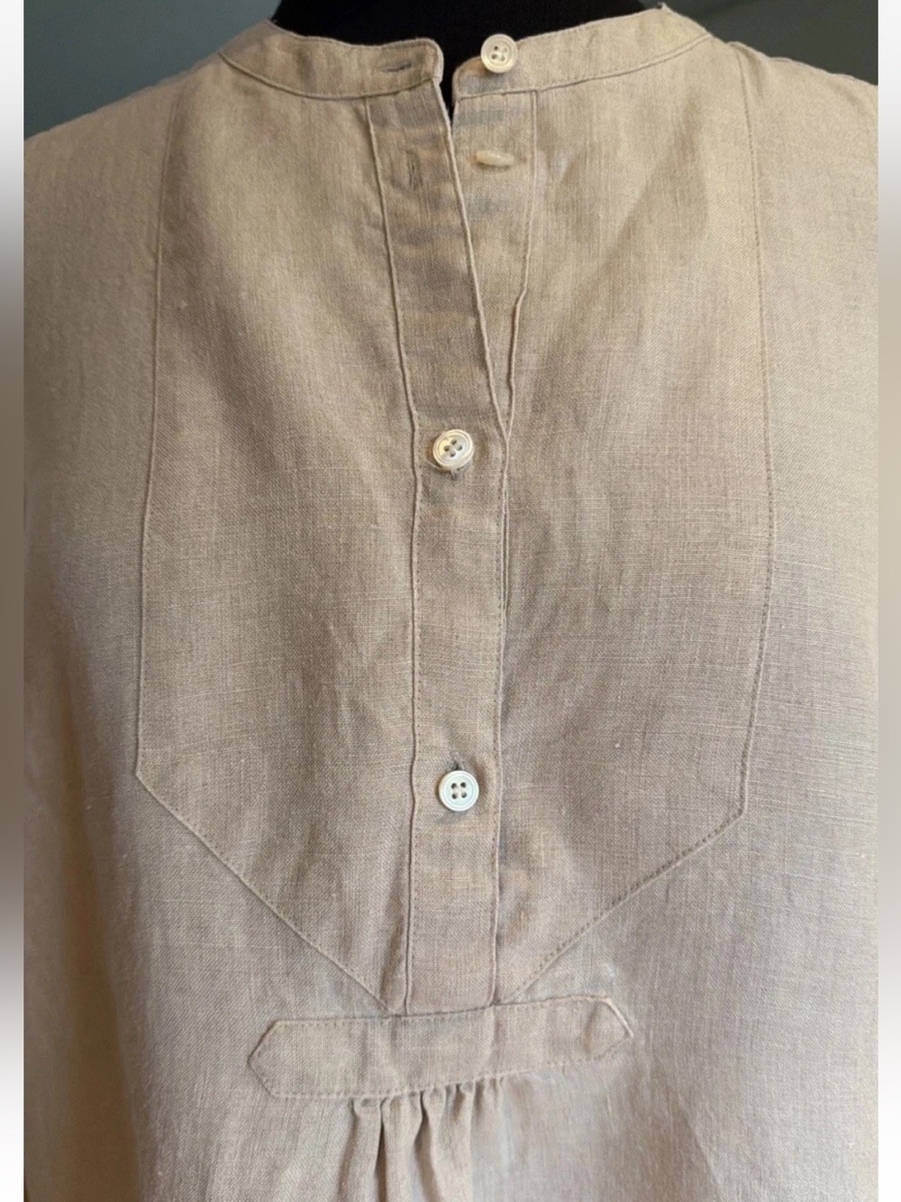 J.Crew Baird McNutt Irish Linen Long Sleeve Popover Top In Oatmeal Sz 8 Neutral - Picture 2 of 11